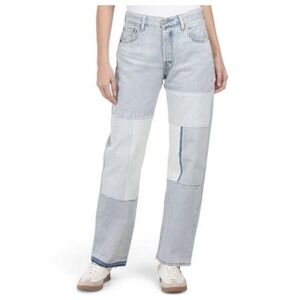 Levi's 501 Patchwork Denim Jeans 29x30 Whitewash Y2K, Unique Distressed NWT